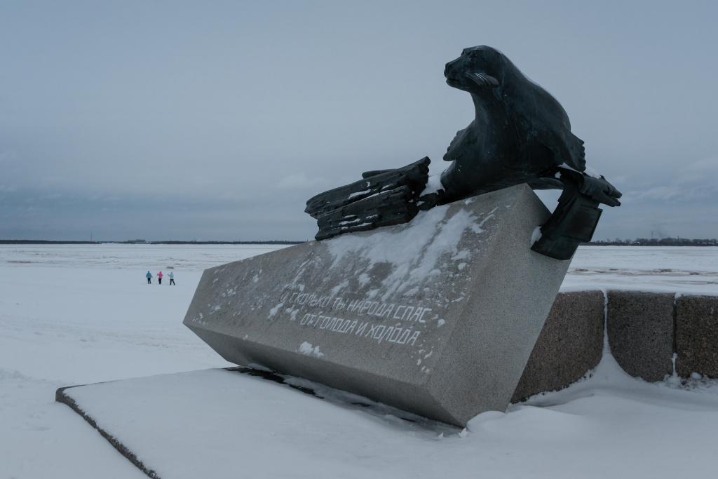 Одна из достопримечательностей Архангельска — памятник тюленю