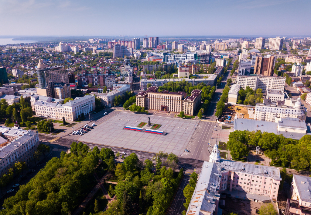 Вид с воздуха на площадь Ленина в Воронеже