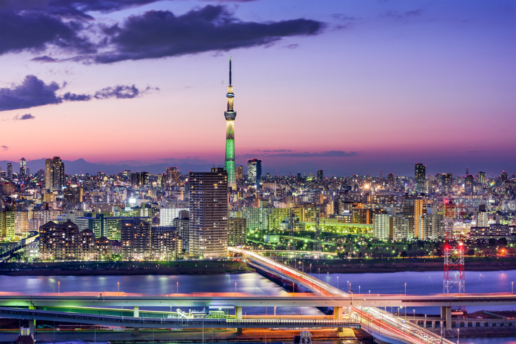 Вид на башню Skytree, Токио, Япония